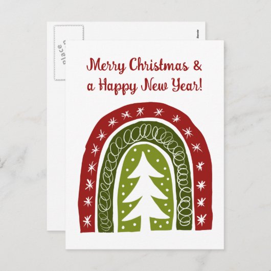 かわいいボホスタイルクリスマスツリーホリデーポストカード シーズンポストカード (正面/裏面)