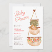 かわいいボホテディベア男女兼用ベビーシャワー 招待状 (正面)