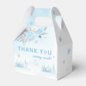 かわいいボホテディベア雪の結晶の冬のベビーシャワー フェイバーボックス (裏面サイド)