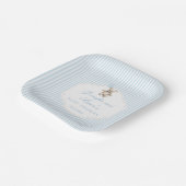 かわいいボホテディベア青のバルーン男の赤ちゃんシャワー ペーパープレート (傾斜あり)