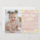 かわいいボホデイジー開花誕生日パーティー サンキューカード (正面)