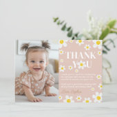 かわいいボホデイジー開花誕生日パーティー サンキューカード (スタンド正面)