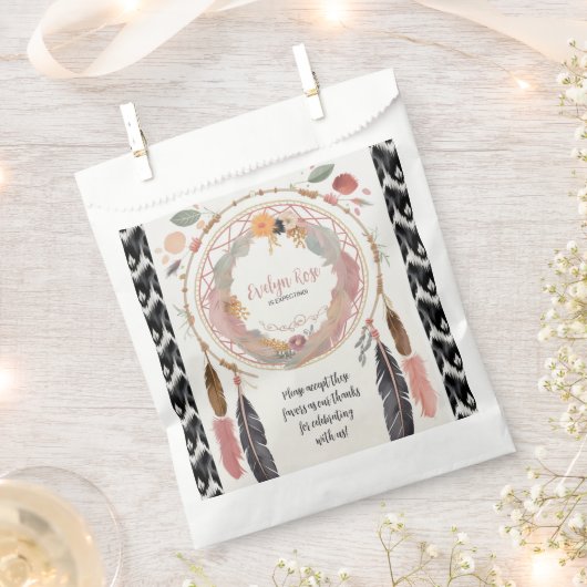 かわいいボホドリームキャッチャー赤ちゃんシャワーパーティー フェイバーバッグ (クリップ留めされた状態)