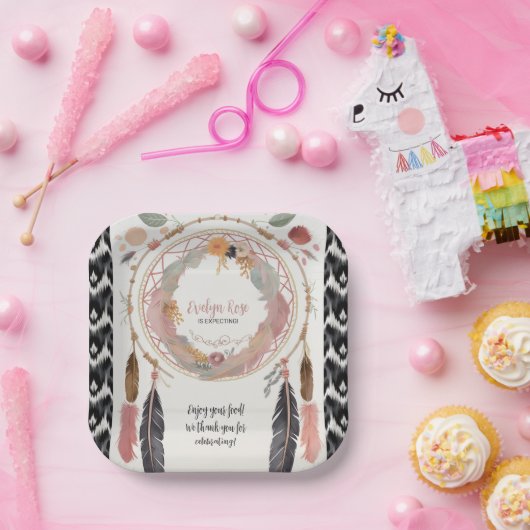 かわいいボホドリームキャッチャー赤ちゃんシャワーパーティー ペーパープレート (パーティー)