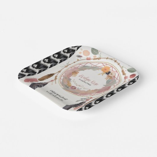 かわいいボホドリームキャッチャー赤ちゃんシャワーパーティー ペーパープレート (傾斜あり)