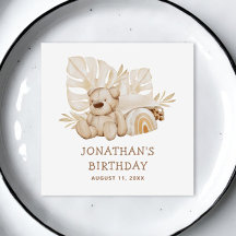 かわいいボホニュートラルテディベア。子供の誕生日パーティー