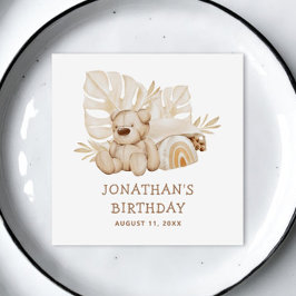 かわいいボホニュートラルテディベア。子供の誕生日パーティー スタンダードカクテルナプキン