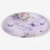 かわいいボホバタフライウォーター色フローラ赤ちゃんシャワー ペーパープレート (アングル)