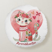かわいいボホバレンタイン猫 ラウンドクッション (裏面)