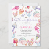 かわいいボホパステルマッシュルーム水の色ベビーシャワー 招待状 (正面)