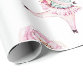 かわいいボホピンクのユニコーンフローラ赤ちゃんシャワー ラッピングペーパー (ロールコーナー)