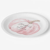 かわいいボホピンクの小さなかぼちゃのベビーガールシャワー ペーパープレート (アングル)