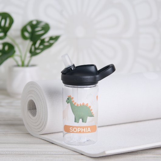 かわいいボホピンクの恐竜と花の子供たち ウォーターボトル (ヨガ)