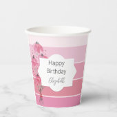かわいいボホピンクウォーターカラーフローラ 紙コップ (正面)