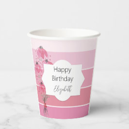 かわいいボホピンクウォーターカラーフローラ 紙コップ