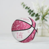 かわいいボホピンクホワイトガールズバスケットボール誕生日 案内状 (スタンド正面)