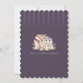 かわいいボホフォレストキツネ&フクロウベビーシャワー招待状 招待状 (裏面)