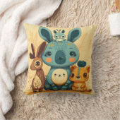 かわいいボホフローラウサギ クッション (ブランケット)