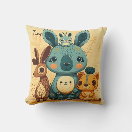 かわいいボホフローラウサギ クッション (正面)