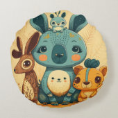 かわいいボホフローラウサギ ラウンドクッション (裏面)