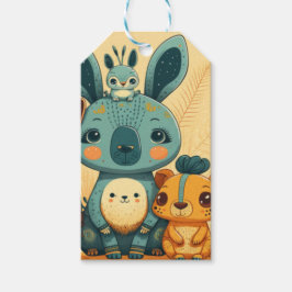 かわいいボホフローラカスタムウサギ時計 ギフトタグ