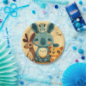 かわいいボホフローラカスタムウサギ時計 ペーパープレート (パーティー)