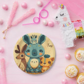 かわいいボホフローラカスタムウサギ時計 ペーパープレート (パーティー)