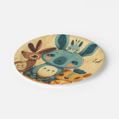 かわいいボホフローラカスタムウサギ時計 ペーパープレート (アングル)