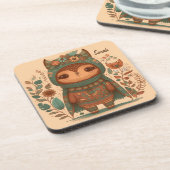 かわいいボホフローラフクロウカスタムル コースター (左側)