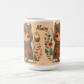 かわいいボホフローラフクロウカスタムル コーヒーマグカップ (中央)