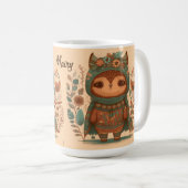 かわいいボホフローラフクロウカスタムル コーヒーマグカップ (正面右)