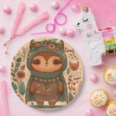 かわいいボホフローラフクロウカスタムル ペーパープレート (パーティー)