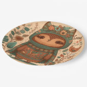 かわいいボホフローラフクロウカスタムル ペーパープレート (アングル)