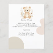 かわいいボホフローラベアウォーター色チャイルドサービス チラシ (裏面)