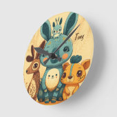 かわいいボホフローララビットカスタム ラウンド壁時計 (傾斜)