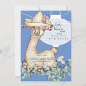 かわいいボホブルーランピオンベビーシャワーbyメール 招待状 (正面)