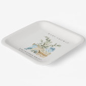 かわいいボホブルー子供部屋の葉の男の子の赤ちゃんシャワー ペーパープレート (傾斜あり)