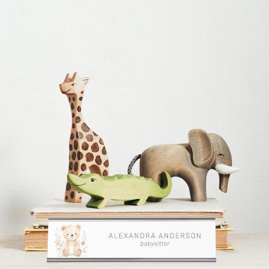 かわいいボホベアウォーター色ベビーシッター デスクネームプレート