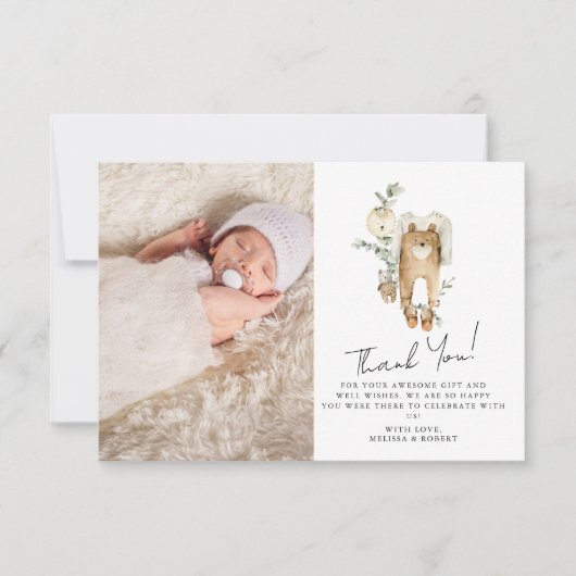 かわいいボホベイビーシャワー写真サンキューカード サンキューカード (正面)