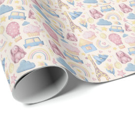 かわいいボホベイビーシャワー ラッピングペーパー