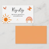 かわいいボホベビーサンレインボーベビーシャワーレジストリ エンクロージャーカード (正面/裏面)