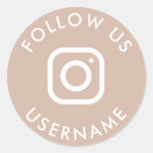 かわいいボホベージュカスタムinstagramソーシャルメディア ラウンドシール (正面)