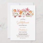 かわいいボホメドウ小さな野花の赤ちゃんシャワー 招待状 (正面)