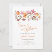 かわいいボホメドリトルワイルドフラワーブライダルシャワー 招待状 (正面)