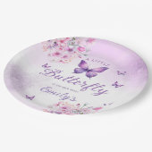 かわいいボホモダン蝶フローラ女の子の赤ちゃんシャワー ペーパープレート (アングル)