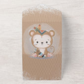 かわいいボホモンキーベビーシャワー オールインワン招待状 (外側)