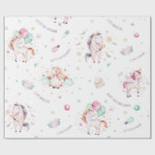 かわいいボホユニコーンフローラタイポグラフィベビーシャワー ラッピングペーパー (フラット)