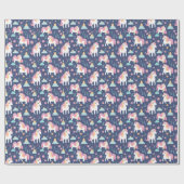 かわいいボホユニコーン虹の雲ブルーピンク ラッピングペーパー (フラット)