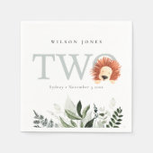 かわいいボホライオンの葉の二回目の誕生日パーティー スタンダードカクテルナプキン (正面)