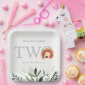 かわいいボホライオンの葉の二回目の誕生日パーティー ペーパープレート (パーティー)